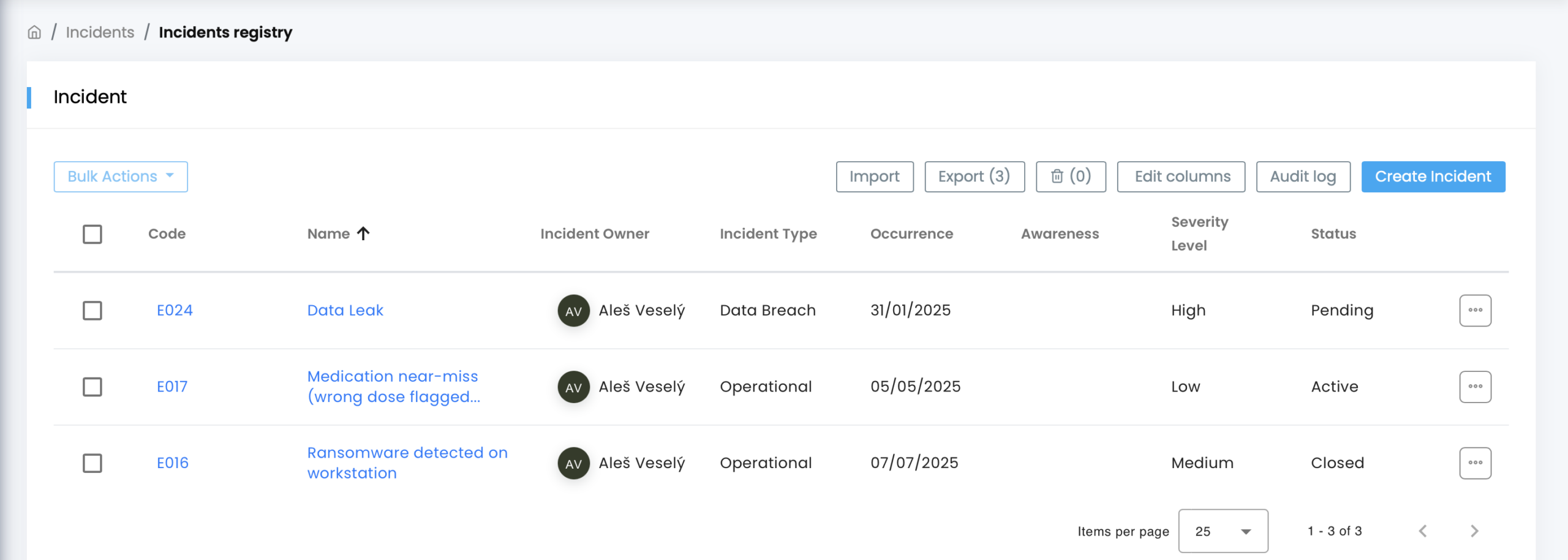 Ace Visions GRC Incident Registry